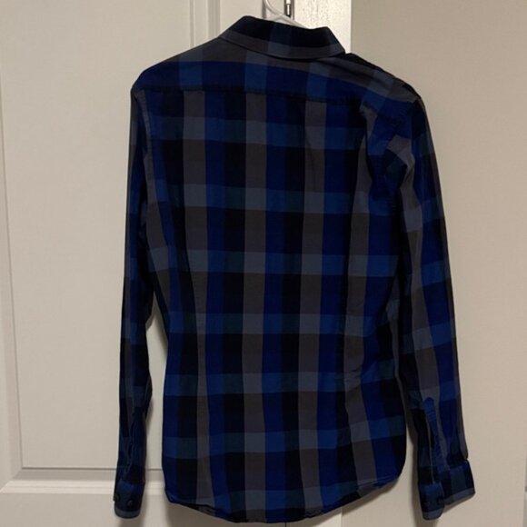 Express Men's Casual Plaid Shirts - Teal and Navy - Picture 6 of 8